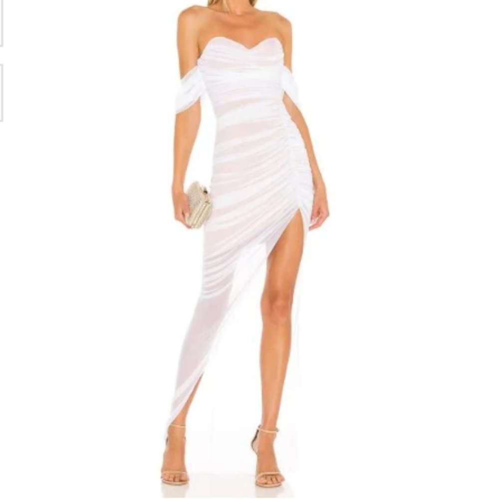 NOOKIE X REVOLVE DITA MESH GOWN IN WHITE